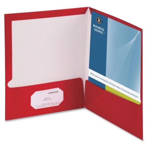 Business Source Letter Size Laminated Two-Pocket Folders - 25pk