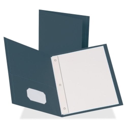 Business Source Letter Size Leatherette Two-Pocket Folders with Prong Fasteners - 25pk