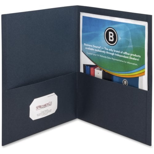 Business Source Dark Blue Letter Size Two-Pocket Portfolios - 25pk