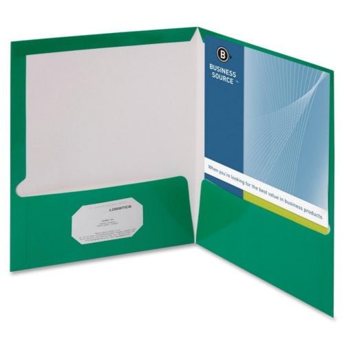 Business Source Letter Size Laminated Two-Pocket Folders - 25pk