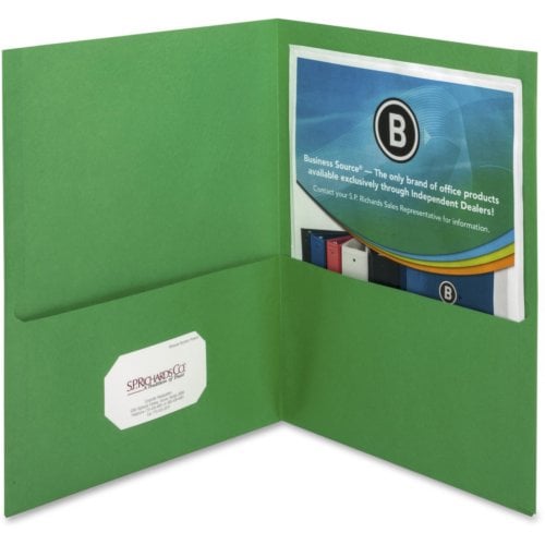 Business Source Green Letter Size Two-Pocket Portfolios - 25pk