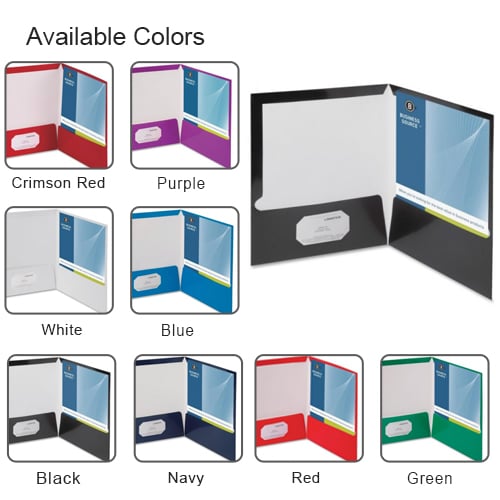 Business Source Letter Size Laminated Two-Pocket Folders - 25pk