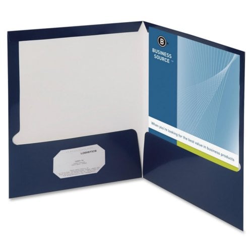 Business Source Letter Size Laminated Two-Pocket Folders - 25pk