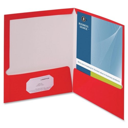 Business Source Letter Size Laminated Two-Pocket Folders - 25pk
