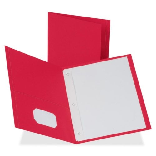 Business Source Letter Size Leatherette Two-Pocket Folders with Prong Fasteners - 25pk