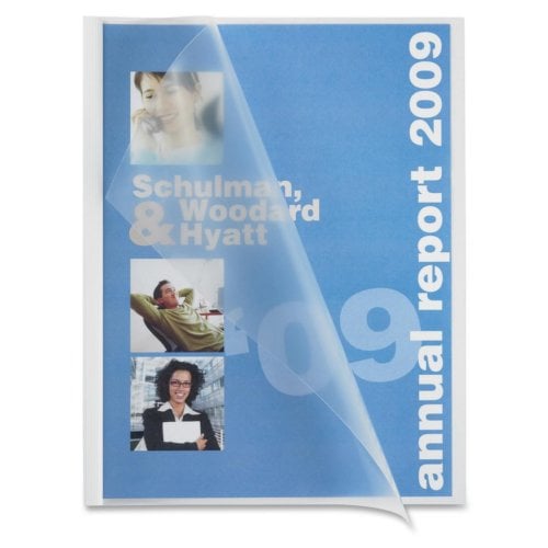 Business Source White Letter Size Slide Bind Poly Clear Front Report Cover - 50pk