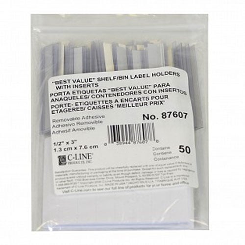 C-Line 1/2" x 3" Best Value Shelf/Bin Label Holders 50pk - CLI-87607