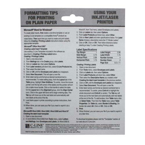 C-Line 1-3/4" x 2-3/4" Self Adhesive Ring Binder Labels 12pk - CLI-70023 - Clearance Sale