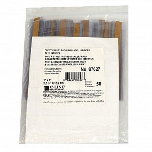 C-Line 1" x 6" Best Value Shelf/Bin Label Holders 50pk - CLI-87627
