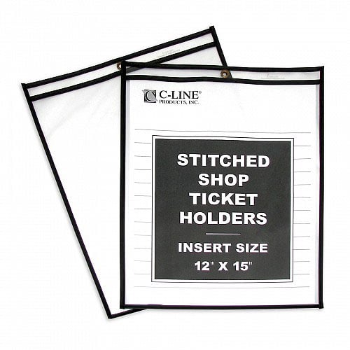 C-Line 12" x 15"   Stitched Shop Ticket Holders 25pk - CLI-46125