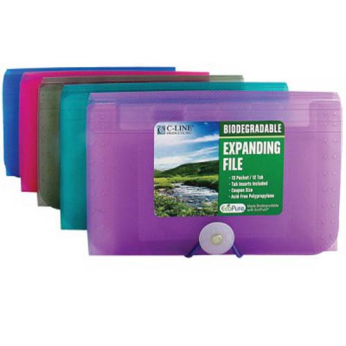 C-Line 13-Pocket Biodegradable Coupon Size Expanding File - 12/PK
