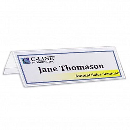 C-Line 2-1/2" x 8-1/2" Heavyweight Rigid Plastic Name Tent Holder 25pk - CLI-87597