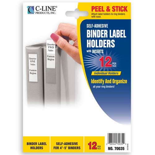 C-Line 2-1/4" x 3" Self Adhesive Ring Binder Labels 12pk - CLI-70035 - Clearance Sale
