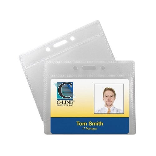 C-Line 3-1/2" x 2-1/4" Horizontal ID Badge Holders 60pk - CLI-89732