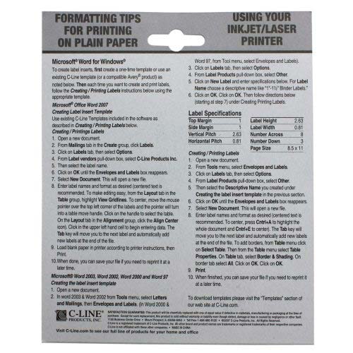 C-Line 3/4" x 2-1/2" Self Adhesive Ring Binder Labels 12pk - CLI-70013 - Clearance Sale