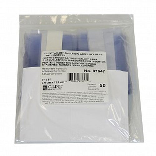 C-Line 3" x 5" Best Value Shelf/Bin Label Holders 50pk - CLI-87647