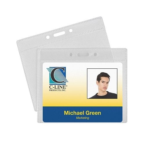 C-Line 4" x 3" Horizontal ID Badge Holders 50pk - CLI-89643