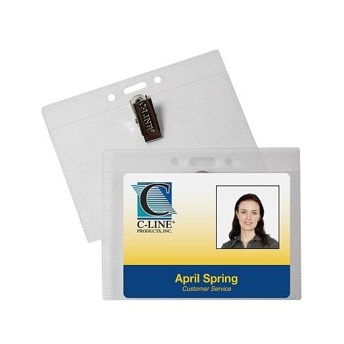 C-Line 4" x 3" Horizontal ID Badge Holders with Clip 50pk - CLI-89543