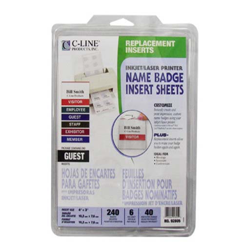 C-Line 4 x 3" Guest Inkjet/Laser Printer Badge Inserts - 240/BX