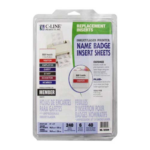 C-Line 4 x 3" Member Inkjet/Laser Printer Badge Inserts - 240/BX  (Discontinued)