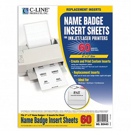 C-Line 4" x 3" Replacement White Inserts 60pk - CLI-92443 - Clearance Sale