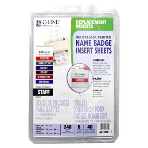 C-Line 4 x 3" Staff Printer Badge Inserts - 240/BX