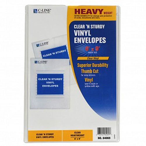C-Line 6" x 9" Clear 'N Sturdy Vinyl Envelope Without Flap 1pk - CLI-84069