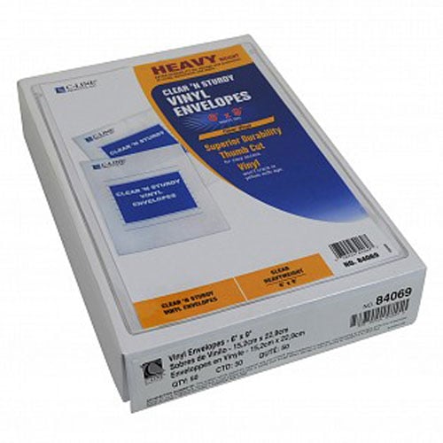 C-Line 6" x 9" Clear 'N Sturdy Vinyl Envelope Without Flap 1pk - CLI-84069