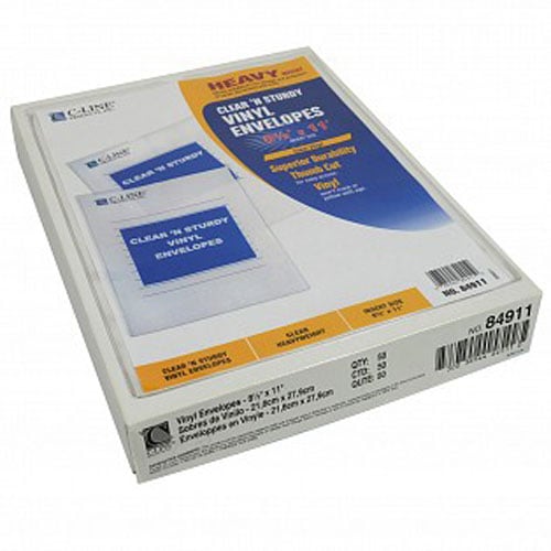 C-Line 8 1/2" x 11" Clear 'N Sturdy Vinyl Envelope Without Flap - CLI-84911