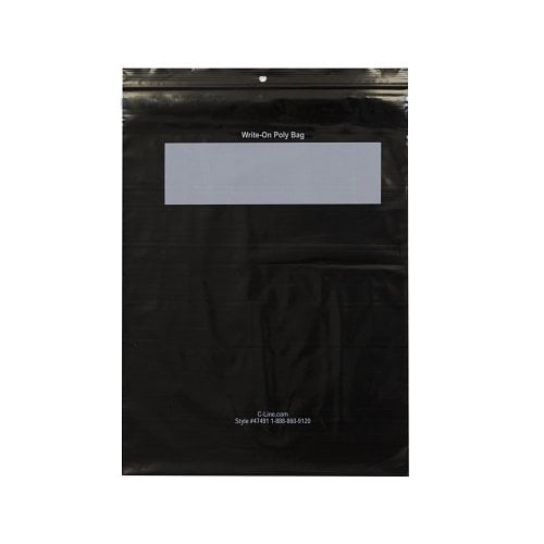 C-line 8.5" x 11" Write-On Reclosable Black PolyBags - 1000/BX