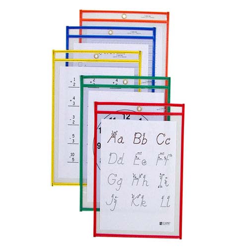 C-Line  9" x 12" Assorted Reusable Dry Erase Pockets 10pk - CLI-40610