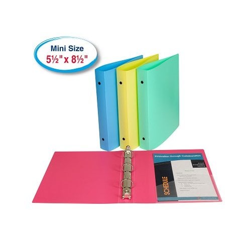 C-Line Assorted 1" Mini Size 3-Ring Poly Binder 1pk - CLI-30710