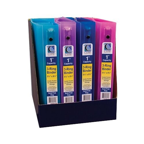 C-Line Assorted 1" Mini Size 3-Ring Poly Binder 1pk - CLI-30710