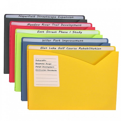 C-Line Assorted 11" X 8 1/2" Write-on Poly File Jackets 25pk - CLI-63060