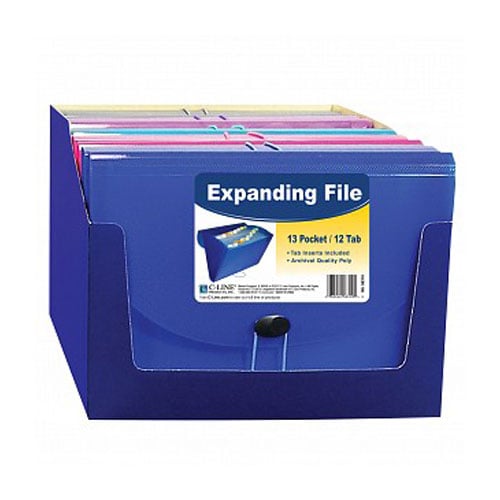 C-Line Assorted 13-Pocket Letter Size Expanding File 12pk - CLI-58310