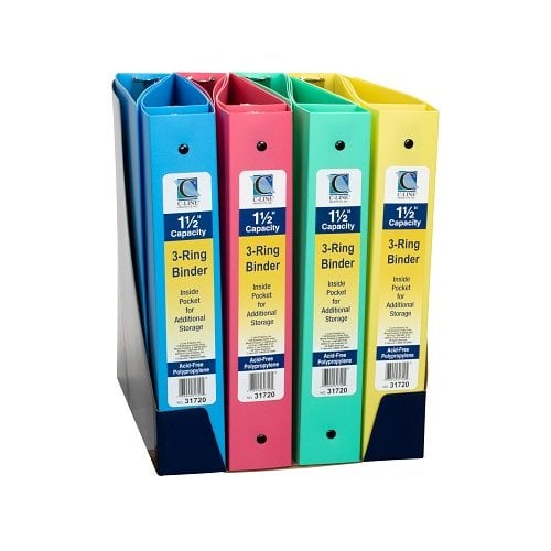 C-Line Assorted 3-Ring Poly 1 1/2" Capacity Binder 12pk - CLI-31720 - Clearance Sale