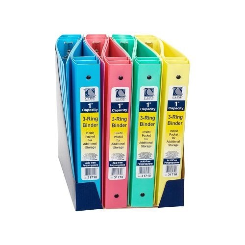 C-Line Assorted 3-Ring Poly 1" Capacity Binder 24pk - CLI-31710