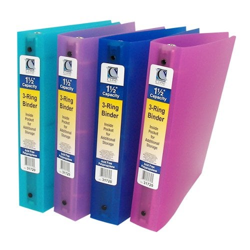 C-Line Assorted 3-Ring Poly Capacity Binder - 12/PK