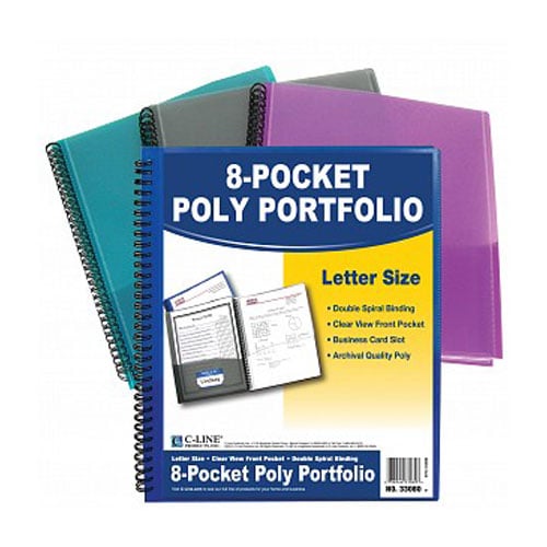 C-Line Assorted 8-Pocket Spiral-Bound Poly Portfolio 1pk - CLI-33080