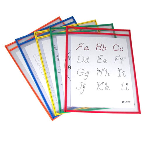 C-Line Assorted 9" x 12" Reusable Dry Erase Pockets 5pk - CLI-40630