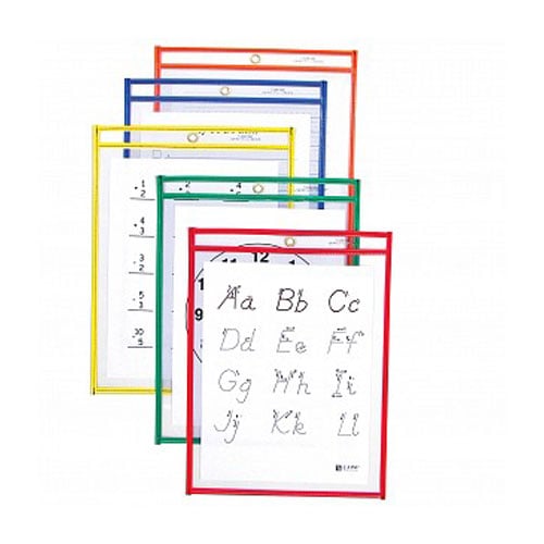 C-Line Assorted 9" x 12" Reusable Dry Erase Pockets 5pk - CLI-40630