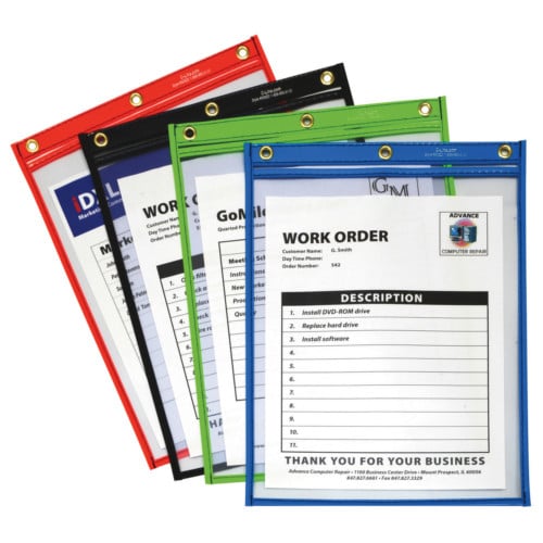 C-Line Assorted 9" x 12" Heavy Duty Super Heavyweight Plus Shop Ticket Holder 20pk - CLI-50920