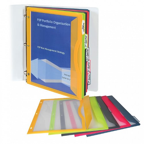 C-Line Assorted Binder Pocket with Write-on Index Tabs 5pk - CLI-6650 - Clearance Sale