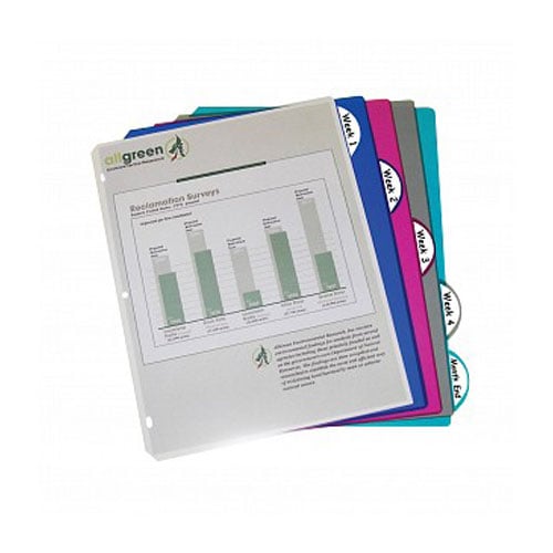 C-Line Assorted Biodegradable 5-Tab Poly Binder Index Dividers - 5/PK