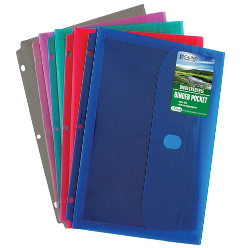 C-Line Assorted Biodegradable Binder Pocket - 36/PK