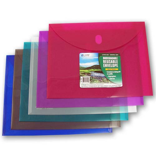 C-Line Assorted Biodegradable Reusable XL Poly Envelopes w/ Hook and Loop Closure 36pk - CLI-35000