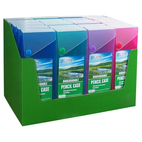 C-Line Assorted Biodegradable Slider Pencil Case - 24/PK