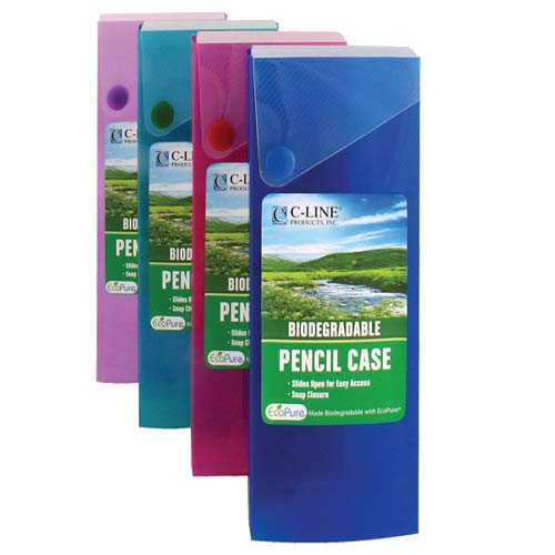 C-Line Assorted Biodegradable Slider Pencil Case - 24/PK