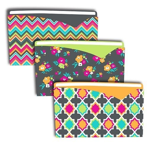 C-Line Assorted 8.5" x 11" Bold Basics Write-On Expanding File Jackets 6pk - CLI-63550 - Clearance Sale