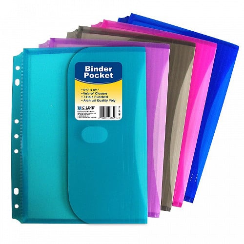 C-Line Assorted Mini Size Binder Pocket 1pk - CLI-8730